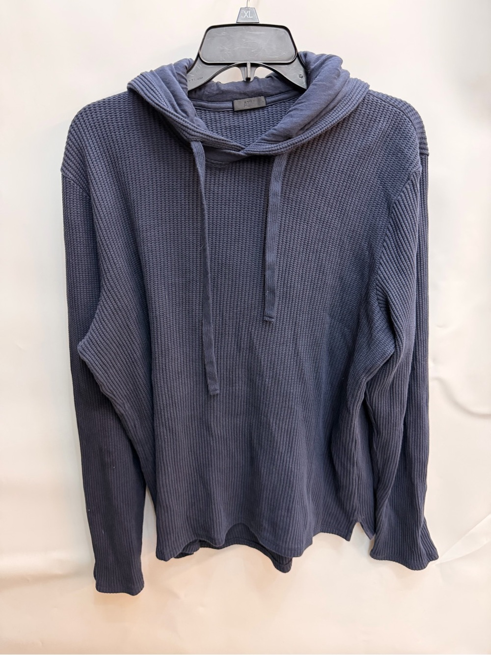 ATM Anthony Thomas Melillo Navy Textured Knit Hoodie Mens size large